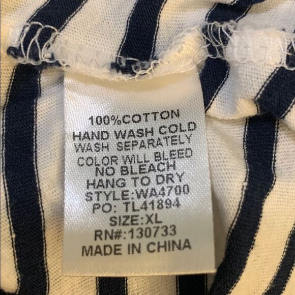 Umgee Navy And White Stripe Ruffle Sleeve Top Size XL - Picture 5 of 5